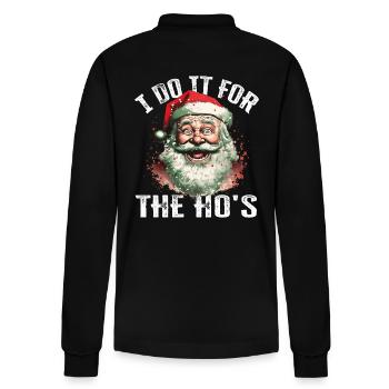 Christmas I Do It For The Ho's lustiger Spruch - Stanley/Stella Unisex Bio-Langarm-Poloshirt Prepster - Schwarz - Hinten - Anna (173cm)