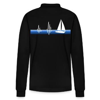 Segelboot Herzschlag Liebe zum Segeln - Stanley/Stella Unisex Bio-Langarm-Poloshirt Prepster - Schwarz - Hinten - Anna (173cm)