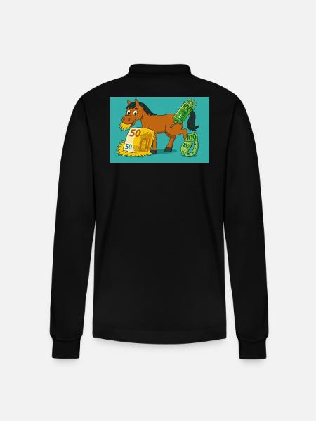 teures Pferd - Stanley/Stella Unisex Bio-Langarm-Poloshirt Prepster - Schwarz