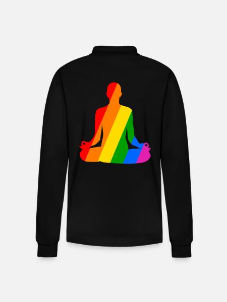 Variety and balance in colorful yoga pose - Stanley/Stella Organic Unisex Long-Sleeved Polo Shirt Prepster - black