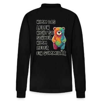 Nimm das Leben nicht so schwer, Gummibär - Stanley/Stella Unisex Bio-Langarm-Poloshirt Prepster - Schwarz - Hinten - Anna (173cm)