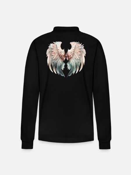Pastel Wings Sweet Flight - Stanley/Stella Organic Unisex Long-Sleeved Polo Shirt Prepster - black