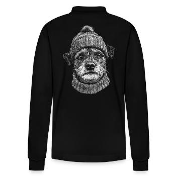 Border Terrier Bobble Hat Dog Dog - Stanley/Stella Organic Unisex Long-Sleeved Polo Shirt Prepster - black - Back - Anna (173cm)