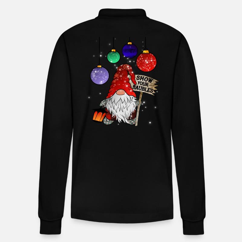 Gnome Noël Nain Joyeux Noël - Polo à manches longues bio PREPSTER Stanley/Stella Unisexe - noir