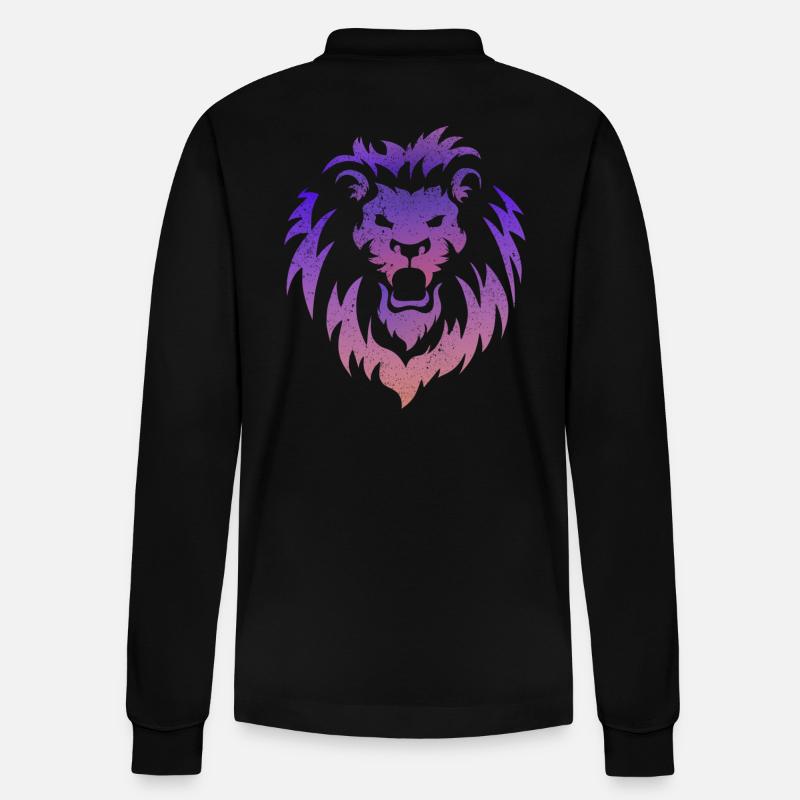 Löwen Kopf Tribal - Stanley/Stella Unisex Bio-Langarm-Poloshirt Prepster - Schwarz