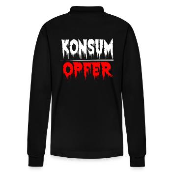 Konsumopfer Konsument Konsumieren Kaufsucht - Stanley/Stella Unisex Bio-Langarm-Poloshirt Prepster - Schwarz - Hinten - Anna (173cm)