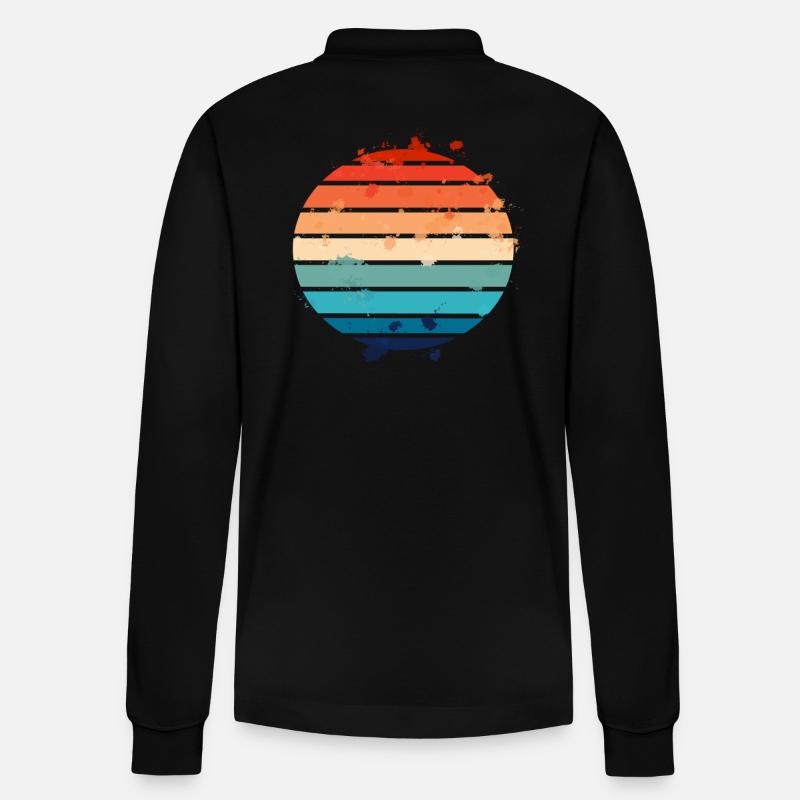 Splatter Retro Sunset - Stanley/Stella Unisex Bio-Langarm-Poloshirt Prepster - Schwarz