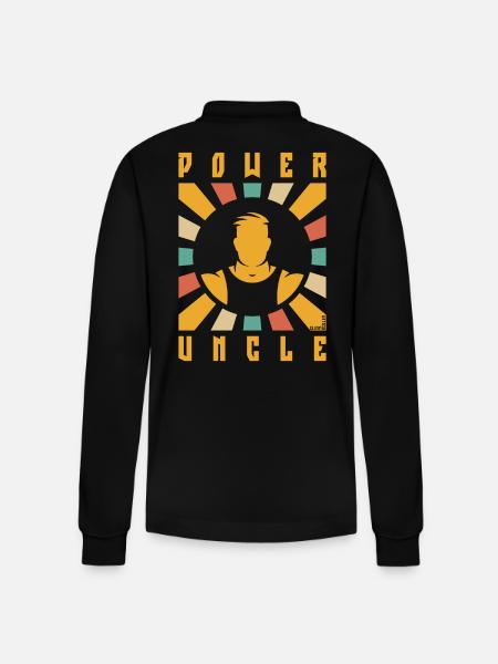 Power Uncle (Rays / 4C) - Stanley/Stella Organic Unisex Long-Sleeved Polo Shirt Prepster - black