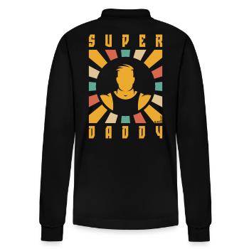 Super Daddy (Papa / Vater / Strahlen / 4C) - Stanley/Stella Unisex Bio-Langarm-Poloshirt Prepster - Schwarz - Hinten - Anna (173cm)
