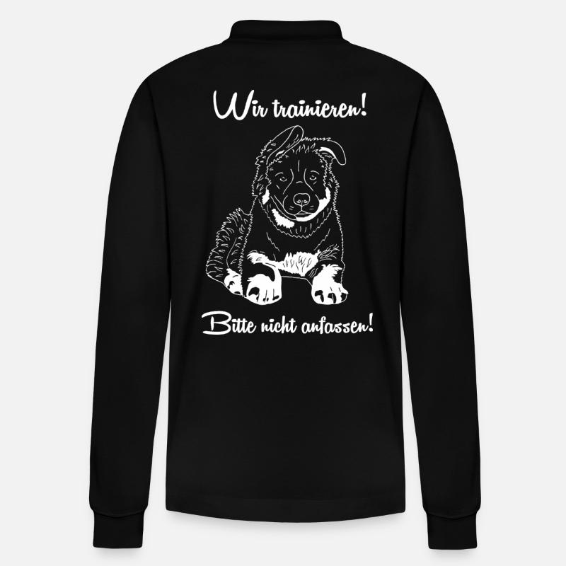 Altdeutscher Schäferhund - Stanley/Stella Unisex Bio-Langarm-Poloshirt Prepster - Schwarz