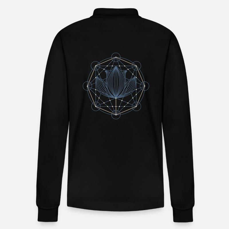 Lotus Heilige Geometrie - Stanley/Stella Unisex Bio-Langarm-Poloshirt Prepster - Schwarz