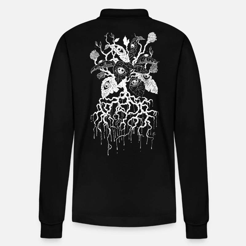 Blütenblätter der Vision - Stanley/Stella Unisex Bio-Langarm-Poloshirt Prepster - Schwarz