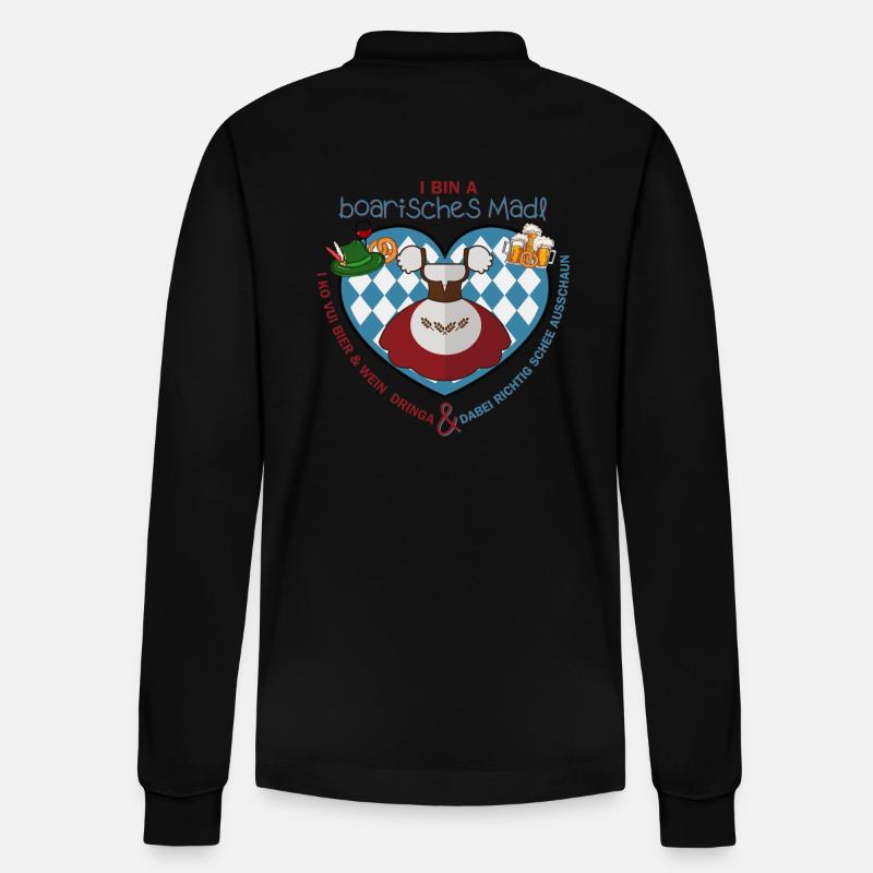 I bin a boarisches Madl - Stanley/Stella Unisex Bio-Langarm-Poloshirt Prepster - Schwarz