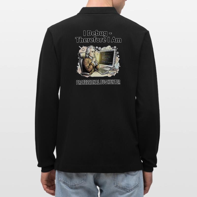 I Debug Therefore I Am: Pro Bug Hunter - dark BG Stanley/Stella Organic Unisex Long-Sleeved Polo Shirt Prepster