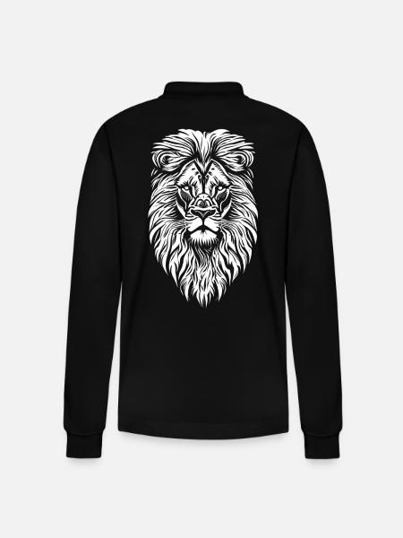 Lion - Big Lion's Head - Stanley/Stella Organic Unisex Long-Sleeved Polo Shirt Prepster - black