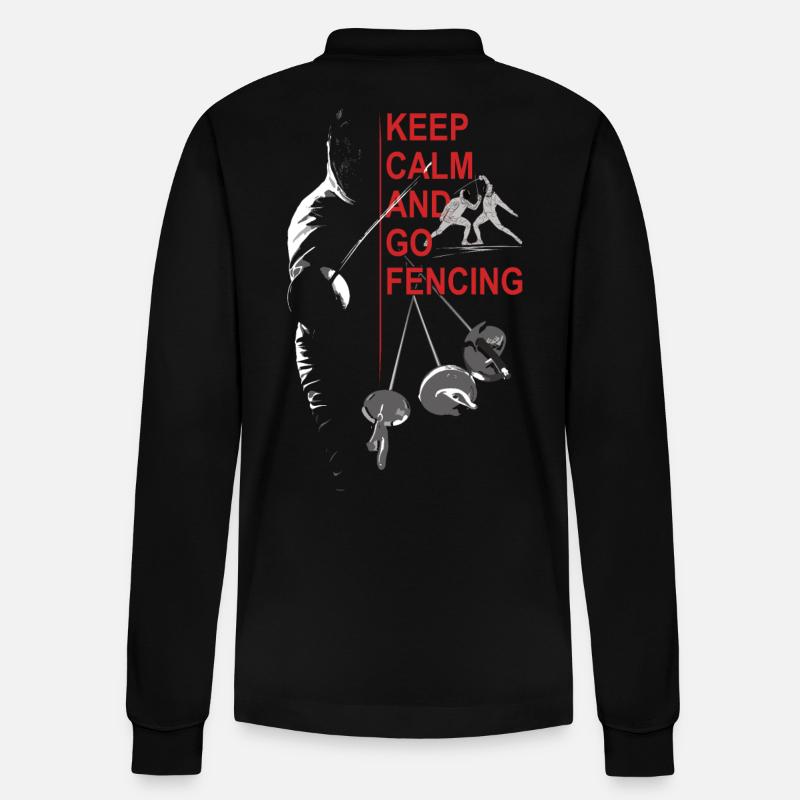 Fechten, Geschenk, Training, Keep Calm - Stanley/Stella Unisex Bio-Langarm-Poloshirt Prepster - Schwarz