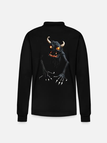 Monster Demon Halloween Varelse Läskig kostym - Ekologisk långärmad pikétröja Prepster unisex från Stanley/Stella - svart