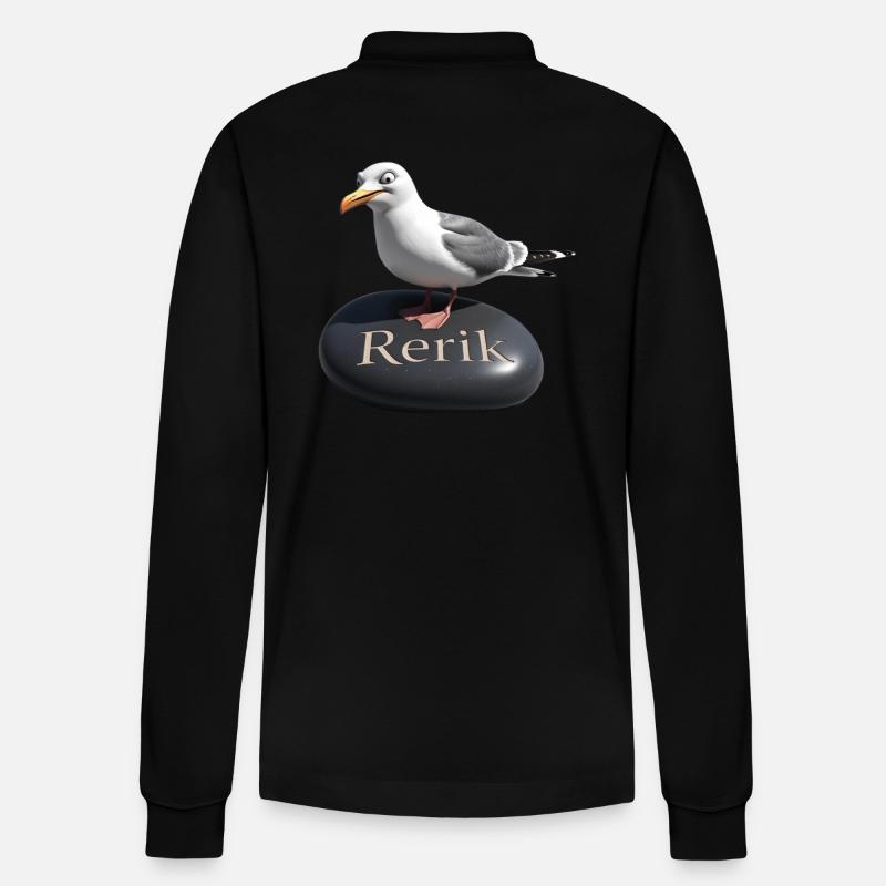 Rerik Ostseebad - Rerik Möwe - Stanley/Stella Unisex Bio-Langarm-Poloshirt Prepster - Schwarz