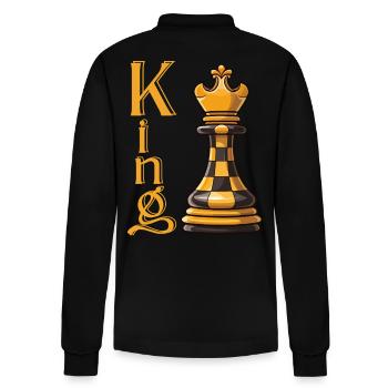 Schachkönig Eleganz - Stanley/Stella Unisex Bio-Langarm-Poloshirt Prepster - Schwarz - Hinten - Anna (173cm)
