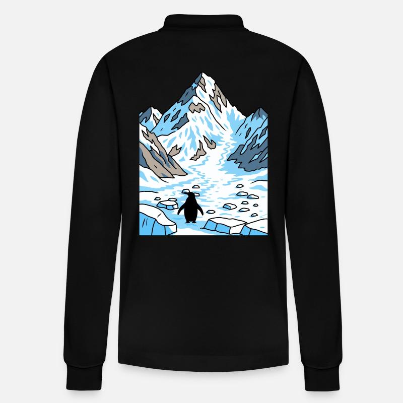 Gletscherpfad Pinguin - Stanley/Stella Unisex Bio-Langarm-Poloshirt Prepster - Schwarz