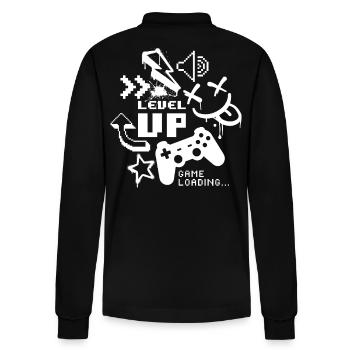 Level Up – Game Loading - Stanley/Stella Organic Unisex Long-Sleeved Polo Shirt Prepster - black - Back - Anna (173cm)