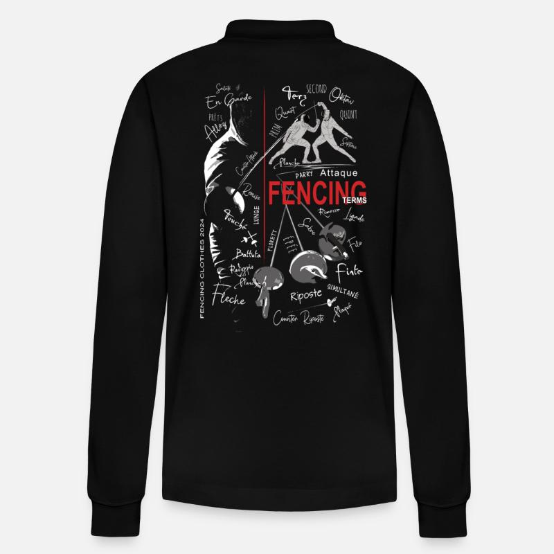 Fechten Begriffe Training Geschenk - Stanley/Stella Unisex Bio-Langarm-Poloshirt Prepster - Schwarz