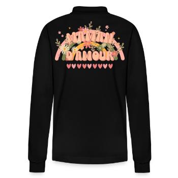 Fête des mères Maman d'amour style groovy original - Polo à manches longues bio PREPSTER Stanley/Stella Unisexe - noir - Dos - Anna (173cm)