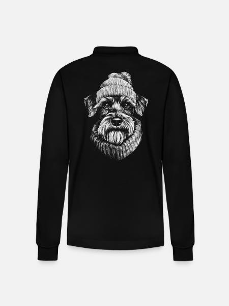 Schnauzer bobble hat dog dog - Stanley/Stella Organic Unisex Long-Sleeved Polo Shirt Prepster - black