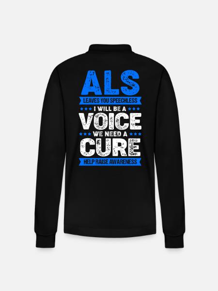 ALS nerve disease - Stanley/Stella Organic Unisex Long-Sleeved Polo Shirt Prepster - black