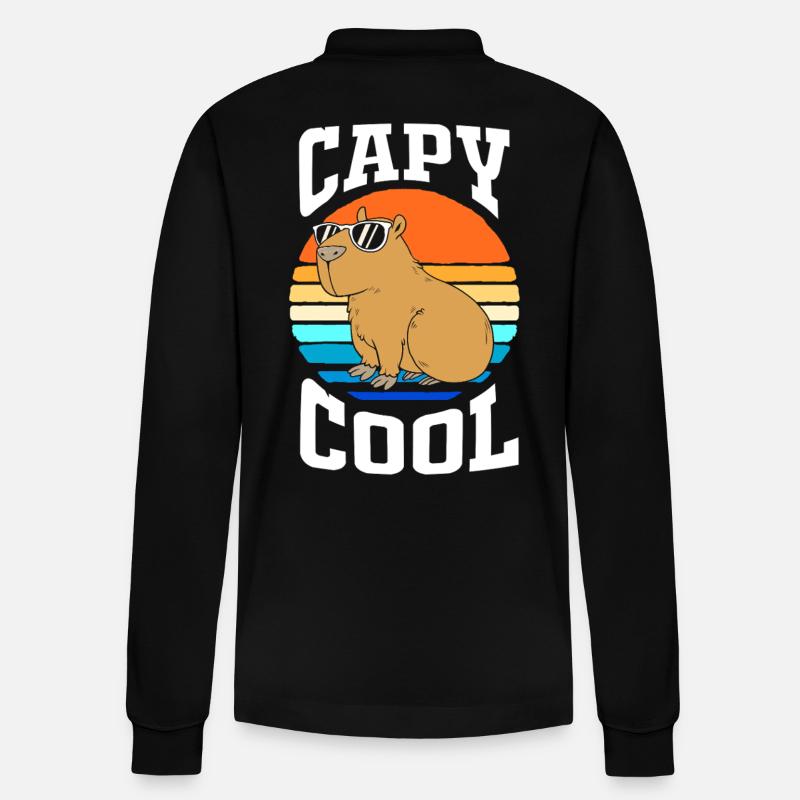 Capibara Capybara - Stanley/Stella Unisex Bio-Langarm-Poloshirt Prepster - Schwarz
