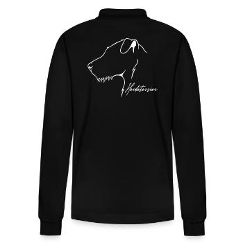 Heath Terrier Profile Dogs Hunting Dogs Wilsigns - Stanley/Stella Organic Unisex Long-Sleeved Polo Shirt Prepster - black - Back - Anna (173cm)