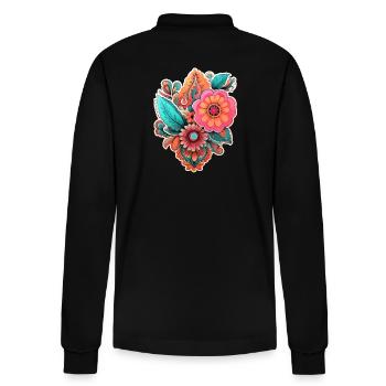 Wunderschönes Boho Blumen Herbarium Bouquet - Stanley/Stella Unisex Bio-Langarm-Poloshirt Prepster - Schwarz - Hinten - Anna (173cm)