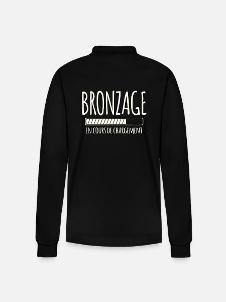 Tan Loading, Summer, Vacation, French - Stanley/Stella Organic Unisex Long-Sleeved Polo Shirt Prepster - black