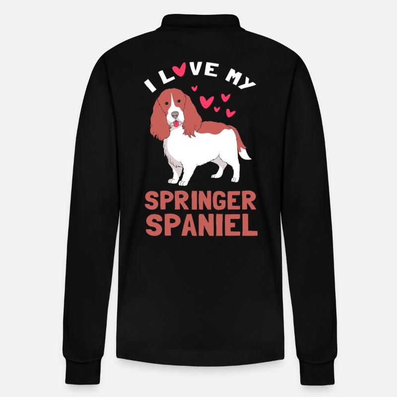 Springer Spaniel Cane - Polo a manica lunga ecologica unisex Prepster di Stanley/Stella - nero