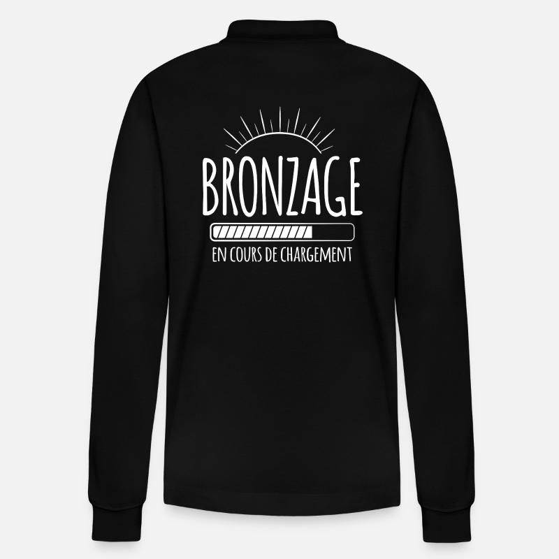 Tan Loading, Summer, Vacation, French - Stanley/Stella Organic Unisex Long-Sleeved Polo Shirt Prepster - black