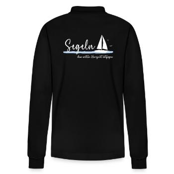 Segeln dem weiten Horizont entgegen - Stanley/Stella Unisex Bio-Langarm-Poloshirt Prepster - Schwarz - Hinten - Anna (173cm)
