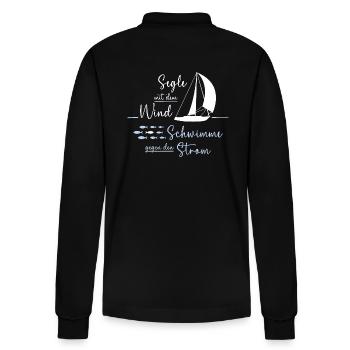 Segle mit dem Wind, Schwimme gegen den Strom - Stanley/Stella Unisex Bio-Langarm-Poloshirt Prepster - Schwarz - Hinten - Anna (173cm)