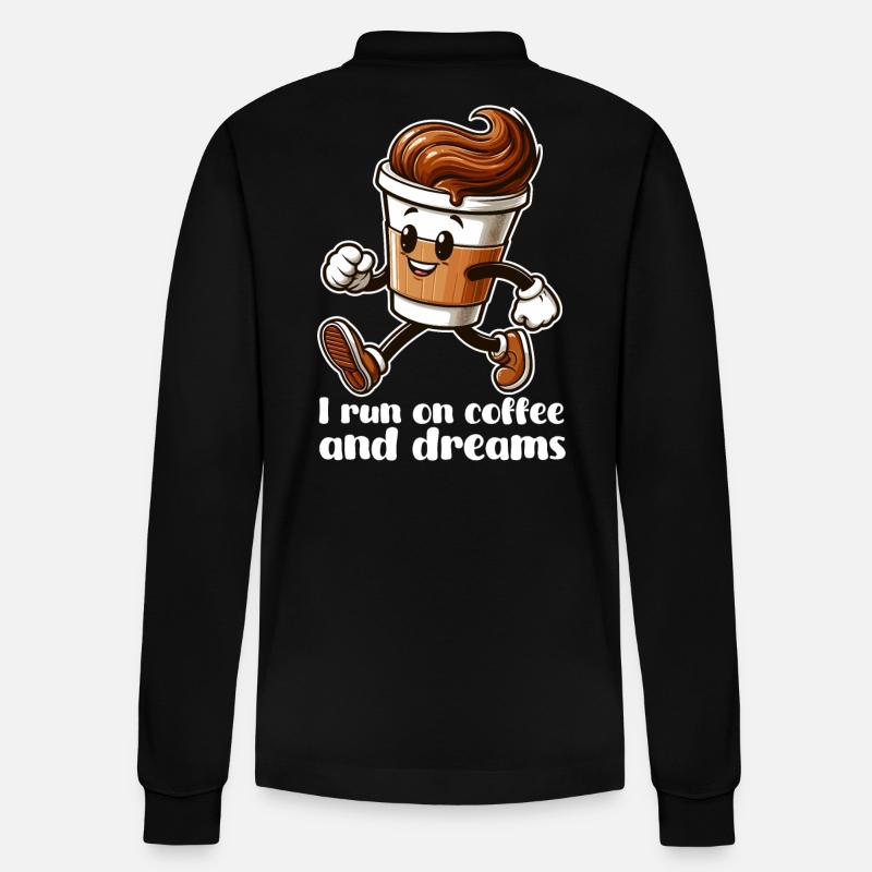 Kaffee Träume Geschenk - Stanley/Stella Unisex Bio-Langarm-Poloshirt Prepster - Schwarz