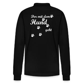 Der mit dem Hund geht Geschenk Hunde Pfoten - Stanley/Stella Unisex Bio-Langarm-Poloshirt Prepster - Schwarz - Hinten - Anna (173cm)