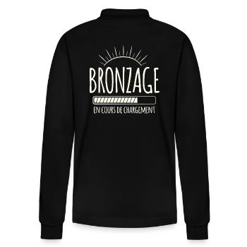 Tan Loading, Summer, Vacation, French - Stanley/Stella Organic Unisex Long-Sleeved Polo Shirt Prepster - black - Back - Anna (173cm)