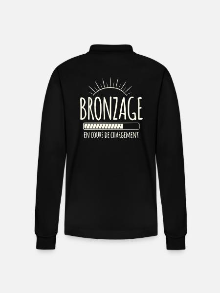 Tan Loading, Summer, Vacation, French - Stanley/Stella Organic Unisex Long-Sleeved Polo Shirt Prepster - black