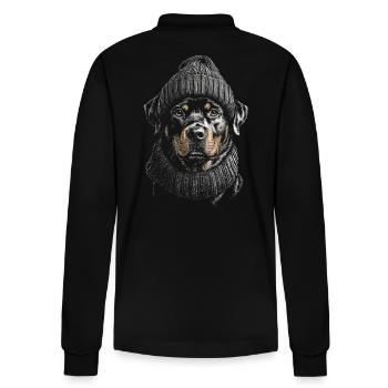 Rottweiler Bobble Hat Dog Dog Rottie - Stanley/Stella Organic Unisex Long-Sleeved Polo Shirt Prepster - black - Back - Anna (173cm)