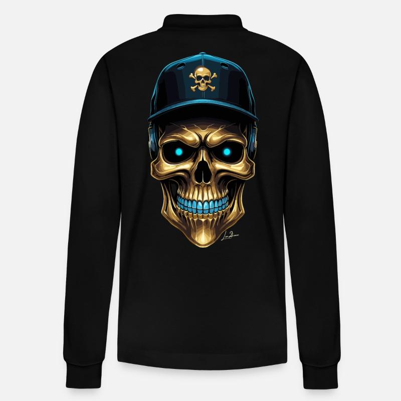 Urban Totenkopf Basecap - Stanley/Stella Unisex Bio-Langarm-Poloshirt Prepster - Schwarz