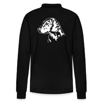 ALPENLÄNDISCHE DACHSBRACKE Hundeportrait Wilsigns - Stanley/Stella Unisex Bio-Langarm-Poloshirt Prepster - Schwarz - Hinten - Anna (173cm)