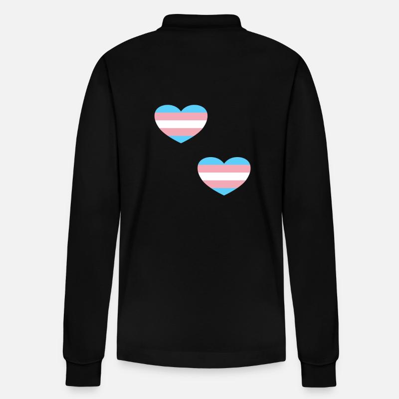 Trans Flagge Herzen - Stanley/Stella Unisex Bio-Langarm-Poloshirt Prepster - Schwarz