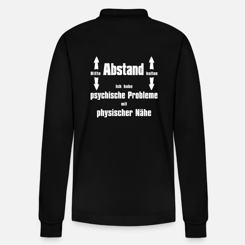 Bitte Abstand halten - Stanley/Stella Unisex Bio-Langarm-Poloshirt Prepster - Schwarz