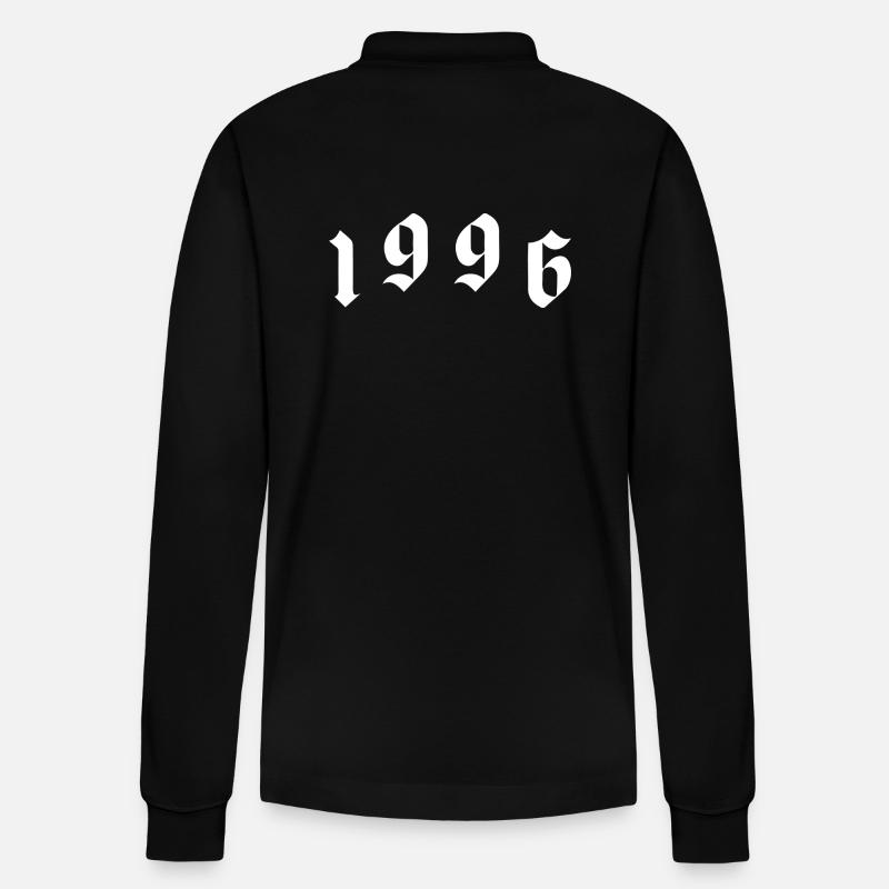1996 Jahr - Stanley/Stella Unisex Bio-Langarm-Poloshirt Prepster - Schwarz