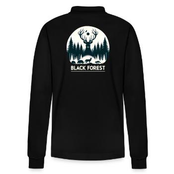 Black Forest Wildlife Silhouette - Stanley/Stella Unisex Bio-Langarm-Poloshirt Prepster - Schwarz - Hinten - Anna (173cm)
