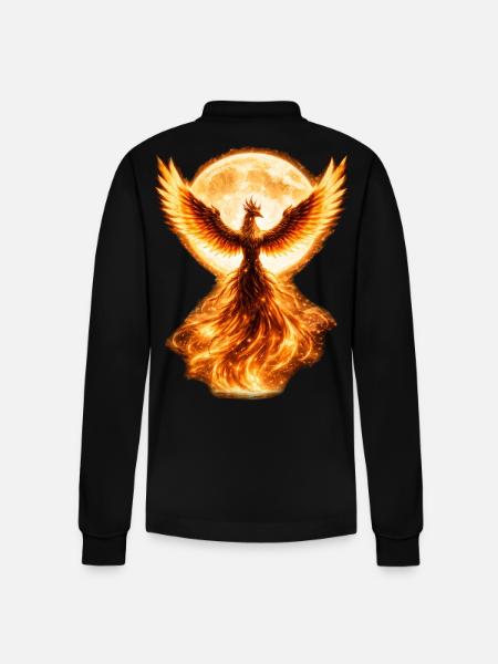 Phoenix burning in the moonlight - Stanley/Stella Organic Unisex Long-Sleeved Polo Shirt Prepster - black