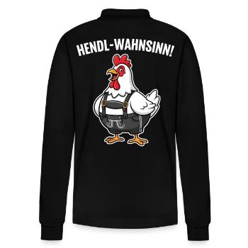 Chicken madness ! - Stanley/Stella Organic Unisex Long-Sleeved Polo Shirt Prepster - black - Back - Anna (173cm)